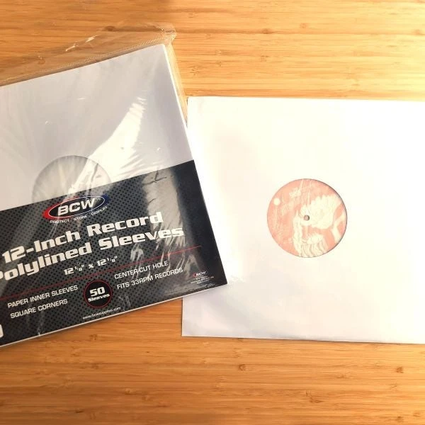 12 Inch Record Paper Inner Sleeves - Polylined - With Hole - White 2 12 Inch Record Paper Inner Sleeves - Polylined - With Hole - White - Image 2