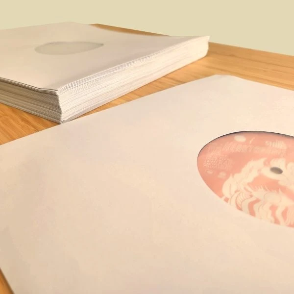 12 Inch Record Paper Inner Sleeves - Polylined - With Hole - White 4 12 Inch Record Paper Inner Sleeves - Polylined - With Hole - White - Image 4