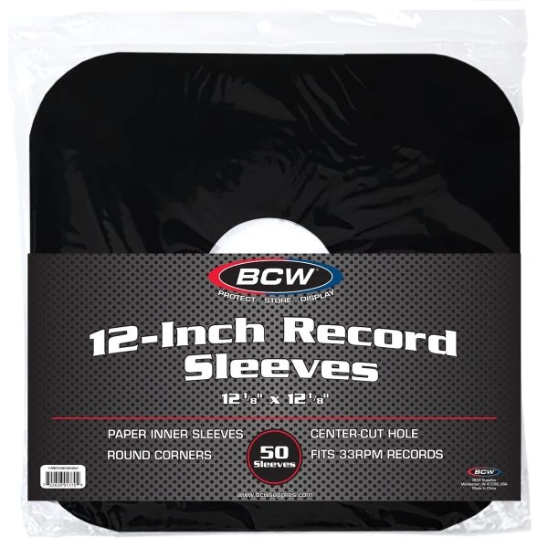 12 Inch Record Paper Inner Sleeves - Round Corners - With Hole - Black 1 12 Inch Record Paper Inner Sleeves - Round Corners - With Hole - Black