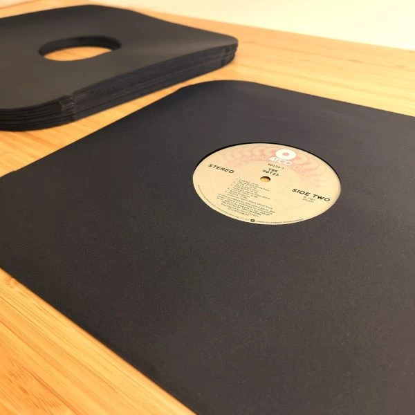 12 Inch Record Paper Inner Sleeves - Round Corners - With Hole - Black 3 12 Inch Record Paper Inner Sleeves - Round Corners - With Hole - Black - Image 3