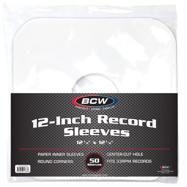 12 Inch Record Paper Inner Sleeves - Round Corners - With Hole - White 1 12 Inch Record Paper Inner Sleeves - Round Corners - With Hole - White