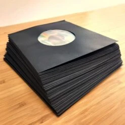 7 Inch Record Paper Inner Sleeves - Polylined - With Hole - Black -Bcwsupplies Sales Store 1 prs7 pl sc wh blk 4 stack record