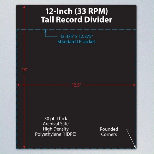 12" Record Divider - Tall - Black 5 12" Record Divider - Tall - Black - Image 5